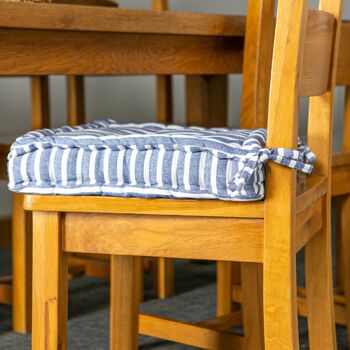 Nicola Spring Coussin de chaise de salle à manger avec matelas français - Rayures bleues 3