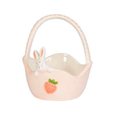 Nicola Spring Pink Bunny Basket - 10.5cm - Pink