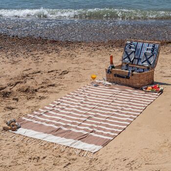 Nicola Spring Serviette de plage en coton turc 170 x 90 cm - Rayure moka 2