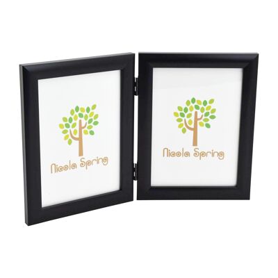 Nicola Spring Folding Double Picture Frame - 5x7 - Black