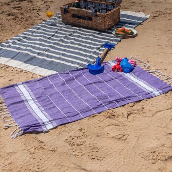 Nicola Spring Serviette de plage en coton turc 100 x 60 cm - Violet 3