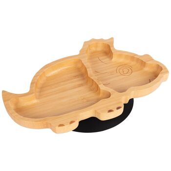 Assiette Dinosaure en Bambou pour Enfant Tiny Dining avec Ventouse - Noir 1