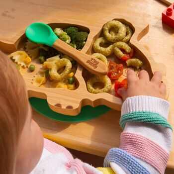 Assiette Dinosaure en Bambou pour Enfant Tiny Dining avec Ventouse - Noir 3