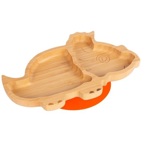 Tiny Dining Children's Bamboo Dinosaur Plate with Suction Cup - Orange