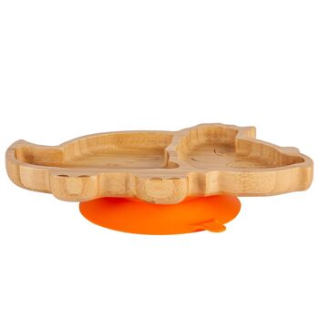 Assiette dinosaure en bambou pour enfant Tiny Dining avec ventouse - Orange 7