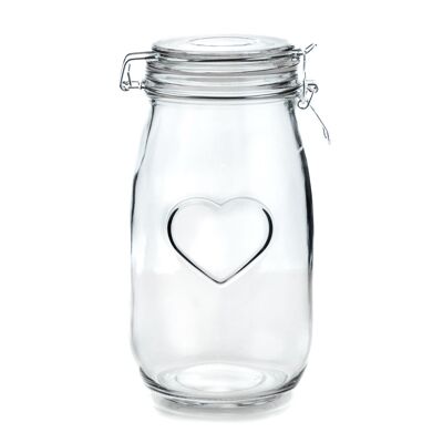 Pot de rangement de cuisine en verre coeur gravé Nicola Spring - 1.5 L