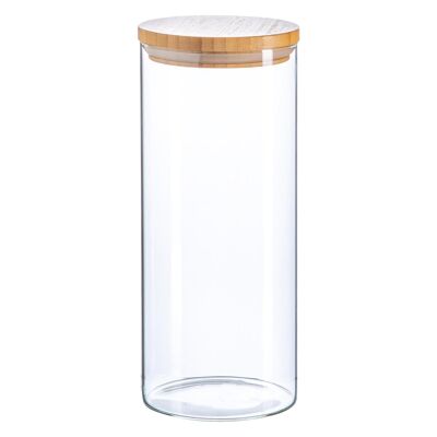 Pot de rangement en verre Scandi avec couvercle en bois - 1,5 litre