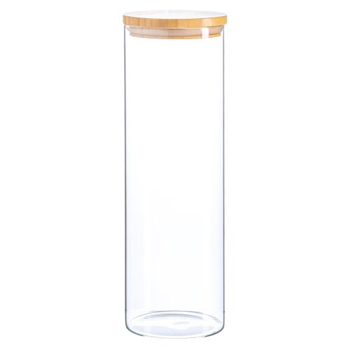 Scandi Glass Storage Jar with Wooden Lid - 2 Litre