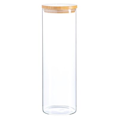 Barattolo in vetro Scandi con coperchio in legno - 2 litri
