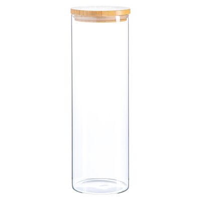 Scandi Glass Storage Jar with Wooden Lid - 2 Litre