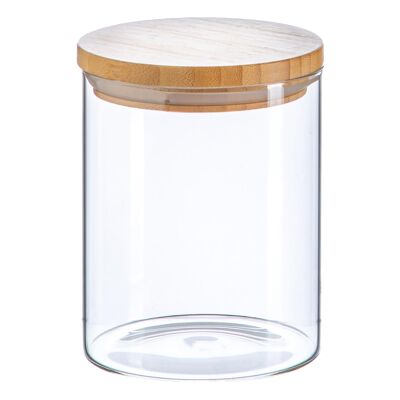 Barattolo in vetro Scandi con coperchio in legno - 750 ml