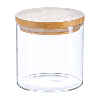 Vorratsdose aus Scandi-Glas mit Holzdeckel – 550 ml