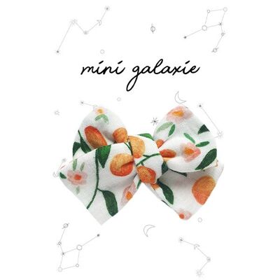 Barrette super maxi nœud - double gaze motif oranges