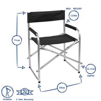 Chaise de réalisateur pliante en aluminium - By Redwood 3