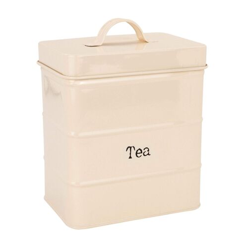 Harbour Housewares Vintage Metal Tea Canister - Cream