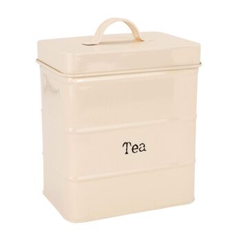 Boîte à thé vintage en métal Harbor Housewares - Crème 1