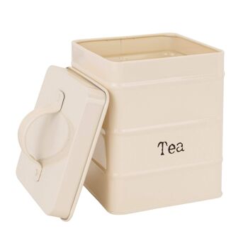 Boîte à thé vintage en métal Harbor Housewares - Crème 4