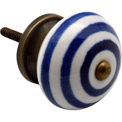 Nicola Spring Ceramic Stripe Door Knob and Handle - Dark Blue