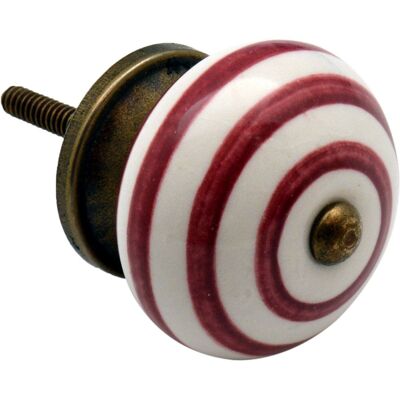 Nicola Spring Ceramic Stripe Door Knob and Handle - Dark Red