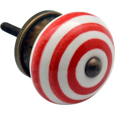 Nicola Spring Ceramic Stripe Door Knob and Handle - Light Red