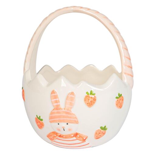 Nicola Spring Easter Bunny Basket - 13.5cm - White
