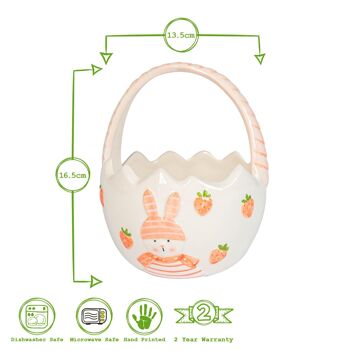 Panier Lapin de Pâques Nicola Spring - 13,5 cm - Blanc 4