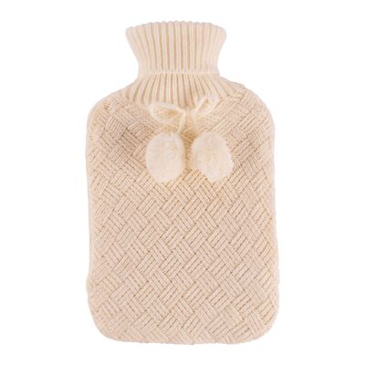 Nicola Spring Hot Water Bottle Cover - Knitted - Cream