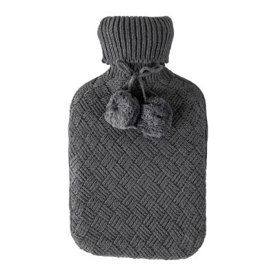 Nicola Spring Hot Water Bottle Cover - Knitted - Dark Grey
