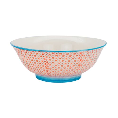 Nicola Spring Patterned Serving Bowl - 203mm - Orange and Blue