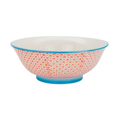 Nicola Spring Patterned Serving Bowl - 203mm - Orange and Blue