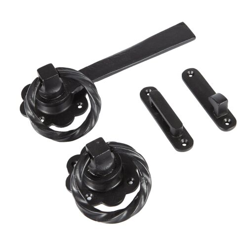 Rose Ring Gate Latch - 195mm - Black