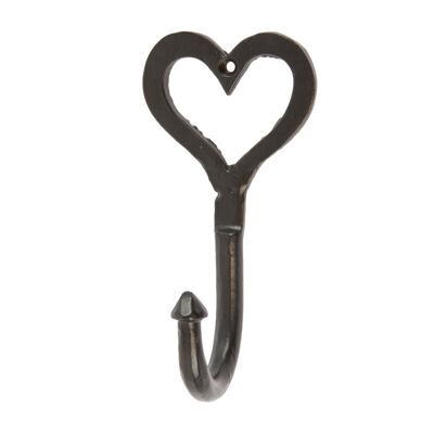 Single Heart Hook - W65mm x H130mm - Black