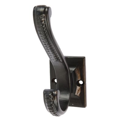 Square Back Scroll Hat & Coat Hook - W35mm x H100mm - Black