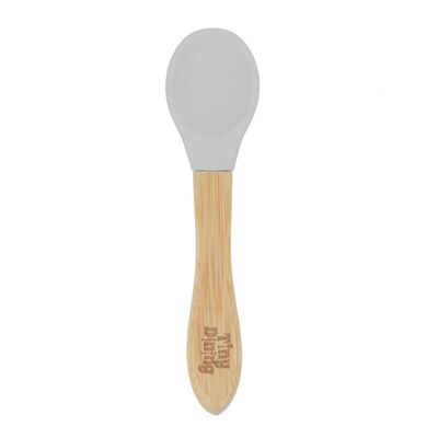 Tiny Dining Kids Bamboo Spoon - Silicone Tip - Grey
