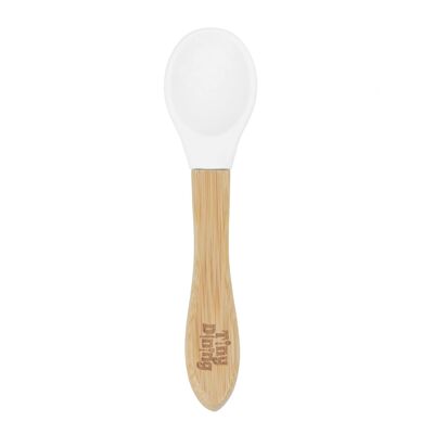 Cuillère Enfant en Bambou Tiny Dining - Embout Silicone - Blanc