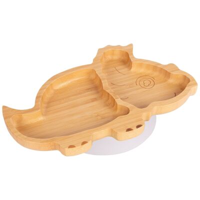 Tiny Dining Children's Bamboo Suction Dinosaur Plate - White