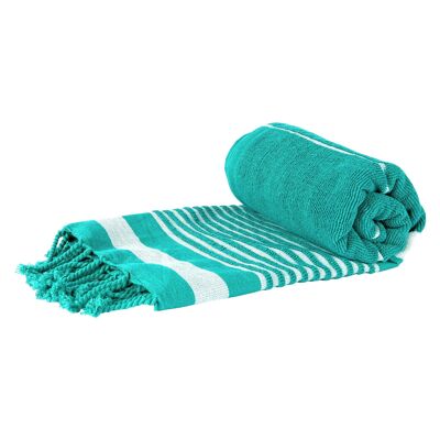 Serviette de bain en coton turc de luxe Nicola Spring - Turquoise
