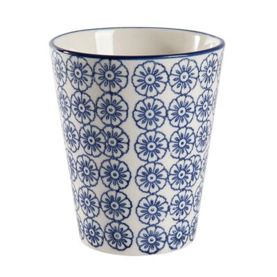 Taza Nicola Spring de Porcelana Estampada a Mano - 300ml - Azul Marino
