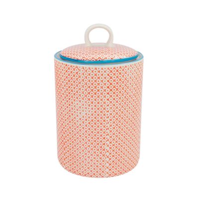 Nicola Spring Tonneau à Biscuits de Cuisine en Chine Japonaise Imprimé à la Main - Orange / Bleu - 3L