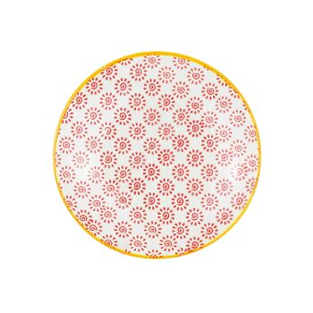 Nicola Spring Assiette à Dessert à Motifs - 180 mm - Rouge et Jaune 1