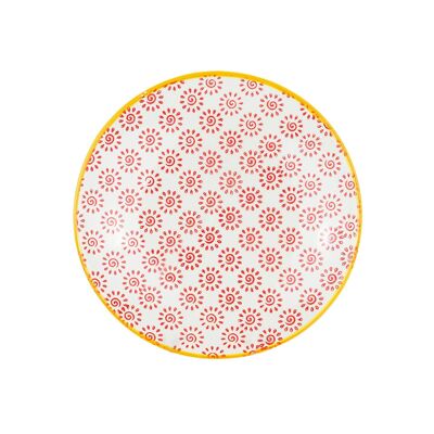 Nicola Spring Patterned Dessert Side Plate - 180mm - Red and Yellow