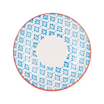Platillo de porcelana estampado Nicola Spring - Flor azul y naranja