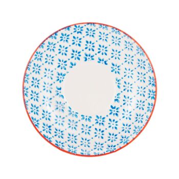 Soucoupe en porcelaine à motifs Nicola Spring - Fleur bleue et orange 1