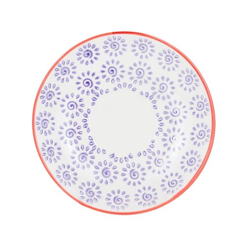 Nicola Spring Patterned Porcelain Saucer - Purple and Red