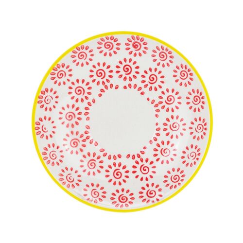 Nicola Spring Patterned Porcelain Saucer - Red and Yellow