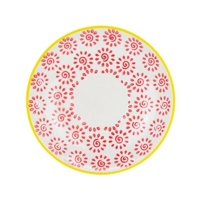 Soucoupe en Porcelaine à Motifs Nicola Spring - Rouge et Jaune