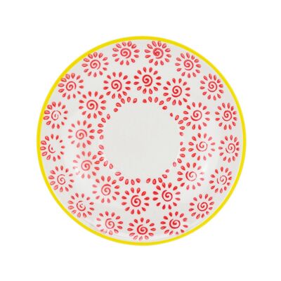 Nicola Spring Patterned Porcelain Saucer - Red and Yellow