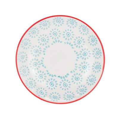 Nicola Spring Patterned Porcelain Saucer - Turquoise and Red