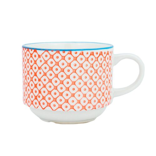 Nicola Spring Patterned Porcelain Stacking Cup - Orange and Blue
