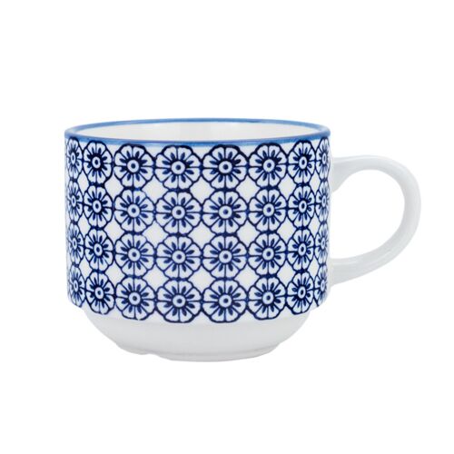 Nicola Spring Patterned Porcelain Stacking Cup - Blue Flower